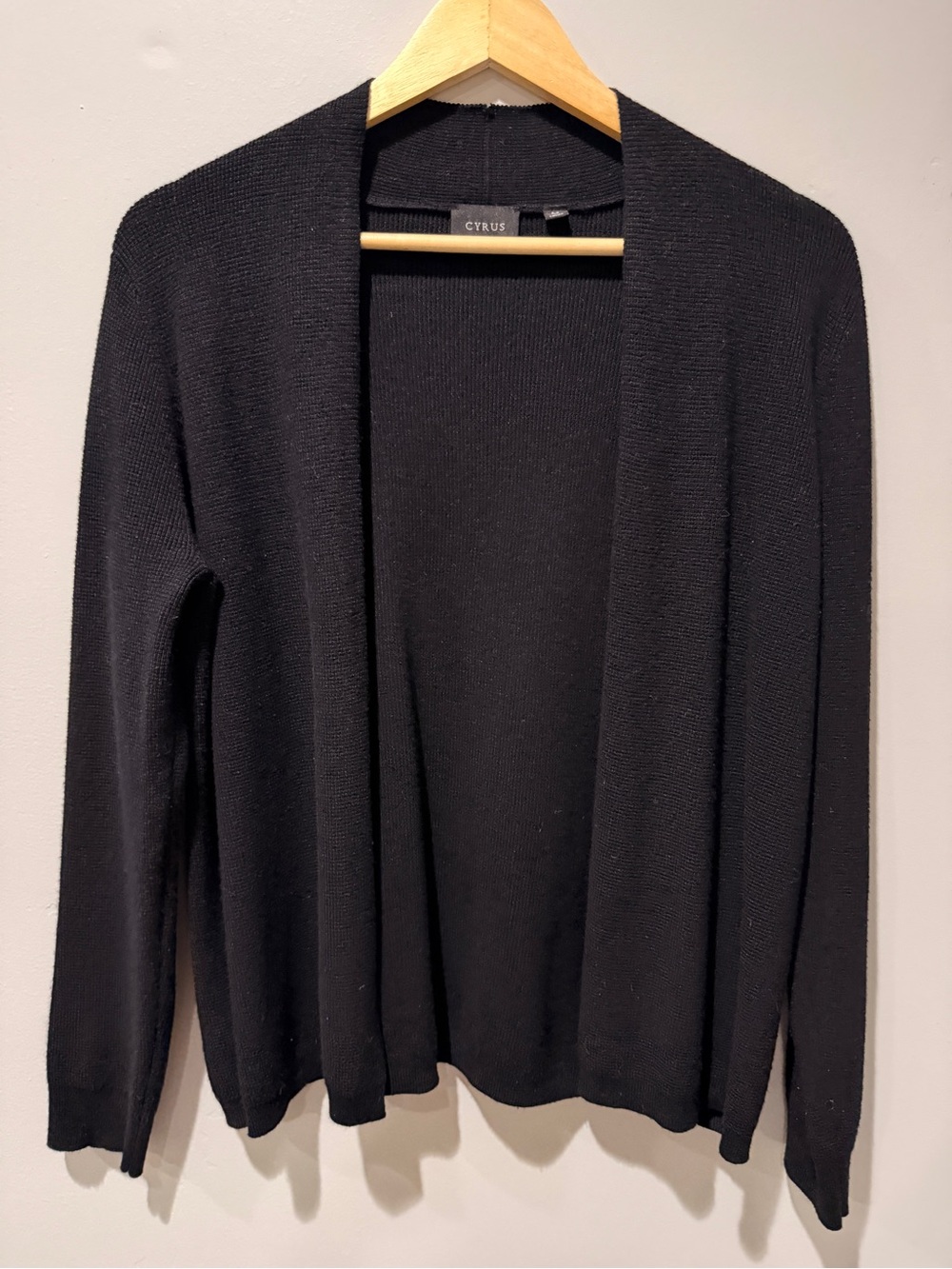 Open-Front Black Knit Cardigan Sweater Coastal Chic Minimalist Capsule Layering